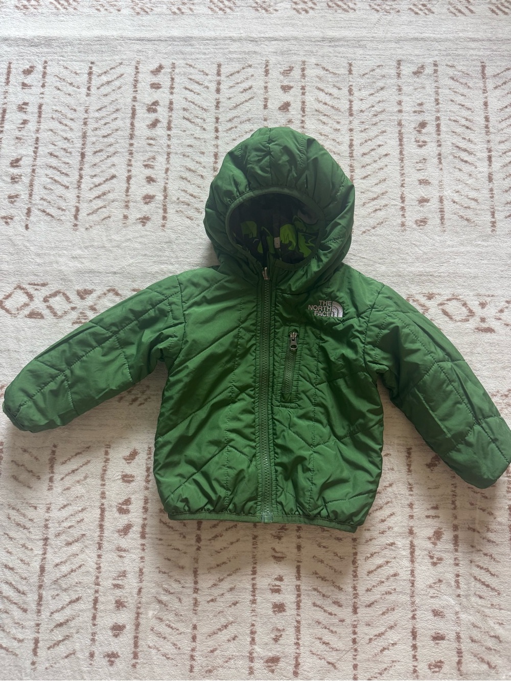 The North Face Kids' Green Reversible Quilted Hooded Jacket